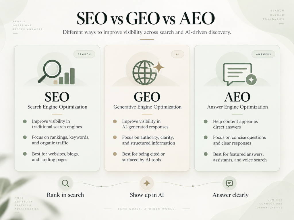 AEO vs GEO vs SEO